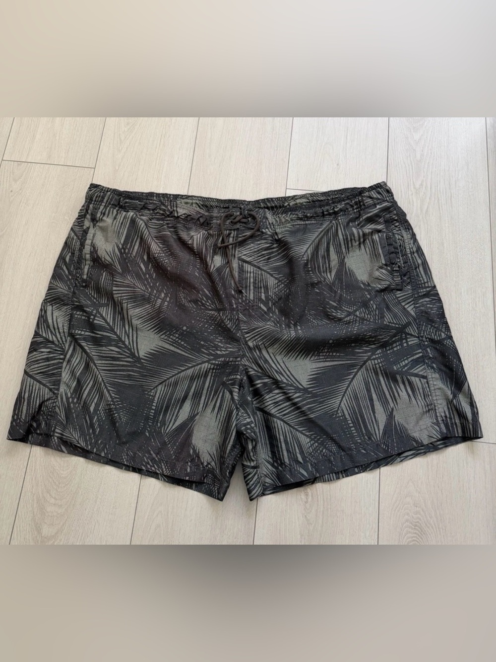 Islander Dark Green Palm-Print Swim Trunks